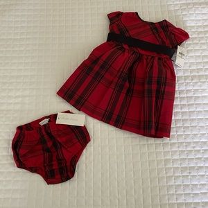 Ralph Lauren Red & Black Plaid Special Occasion Dress 12 Months